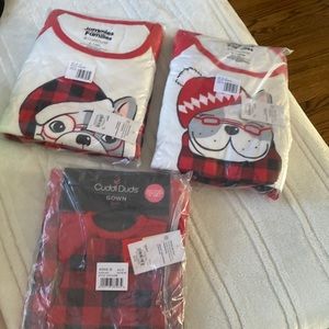 Adorable, holiday pajamas, men’s L, women’s S, and 3T Girl’s Gown pjs